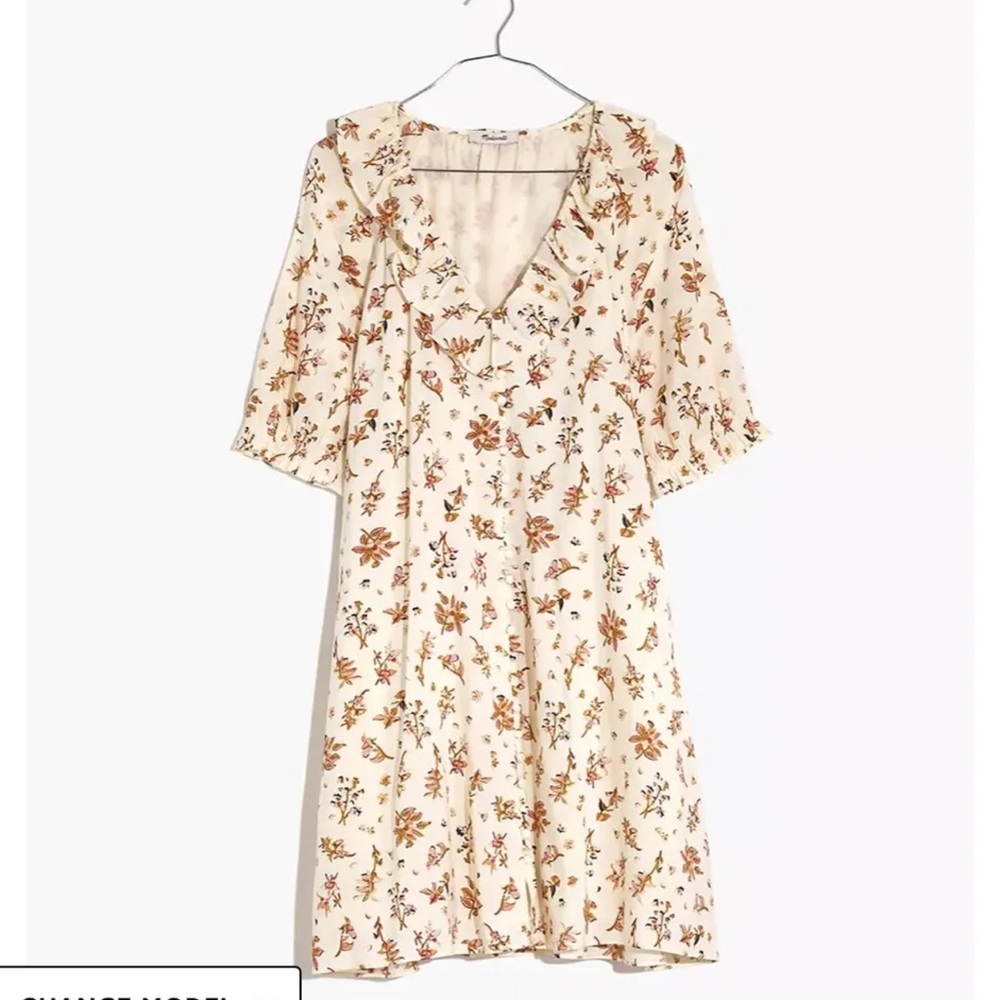 Madewell Ruffle Button-Front Trapeze Dress in Floral Reef